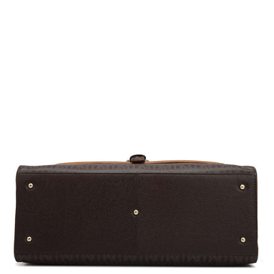 Medium Monogram Plain Leather Satchel - Chocolate
