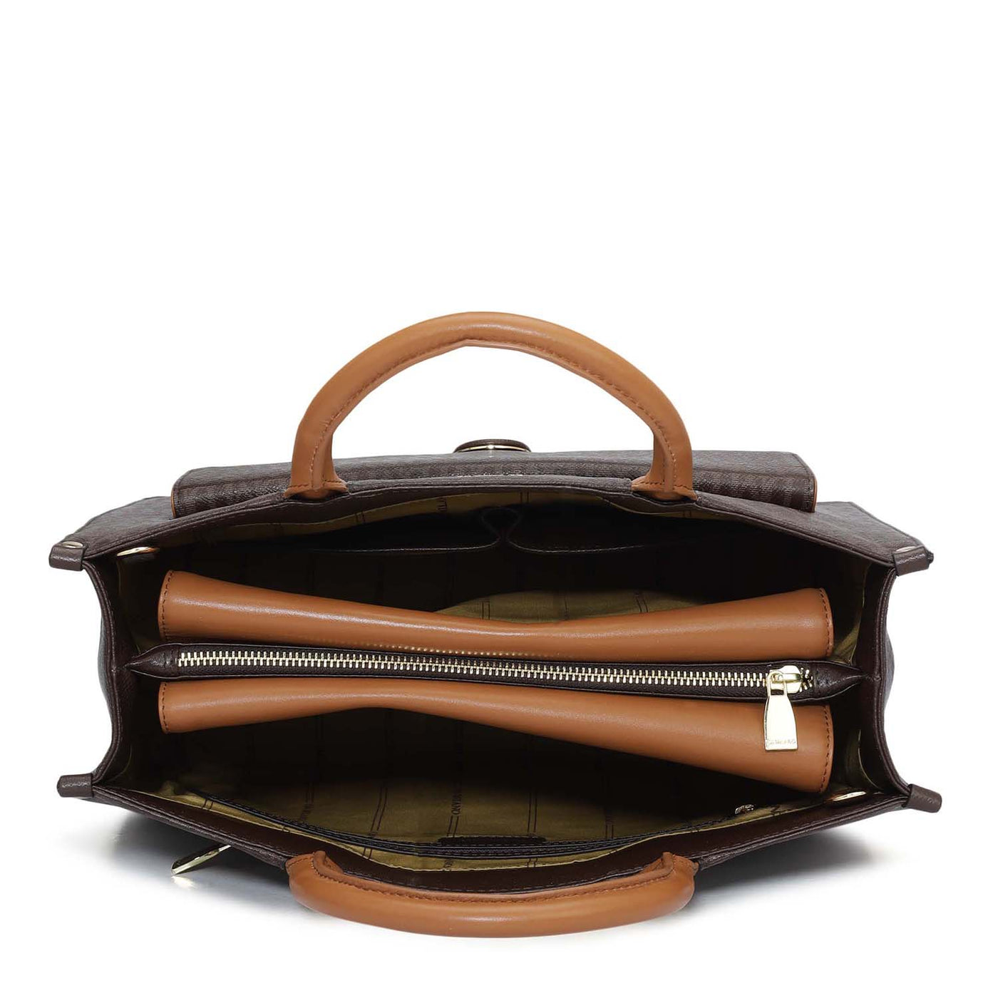 Medium Monogram Plain Leather Satchel - Chocolate