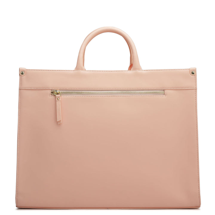 Large Croco Plain Leather Book Tote - Peach