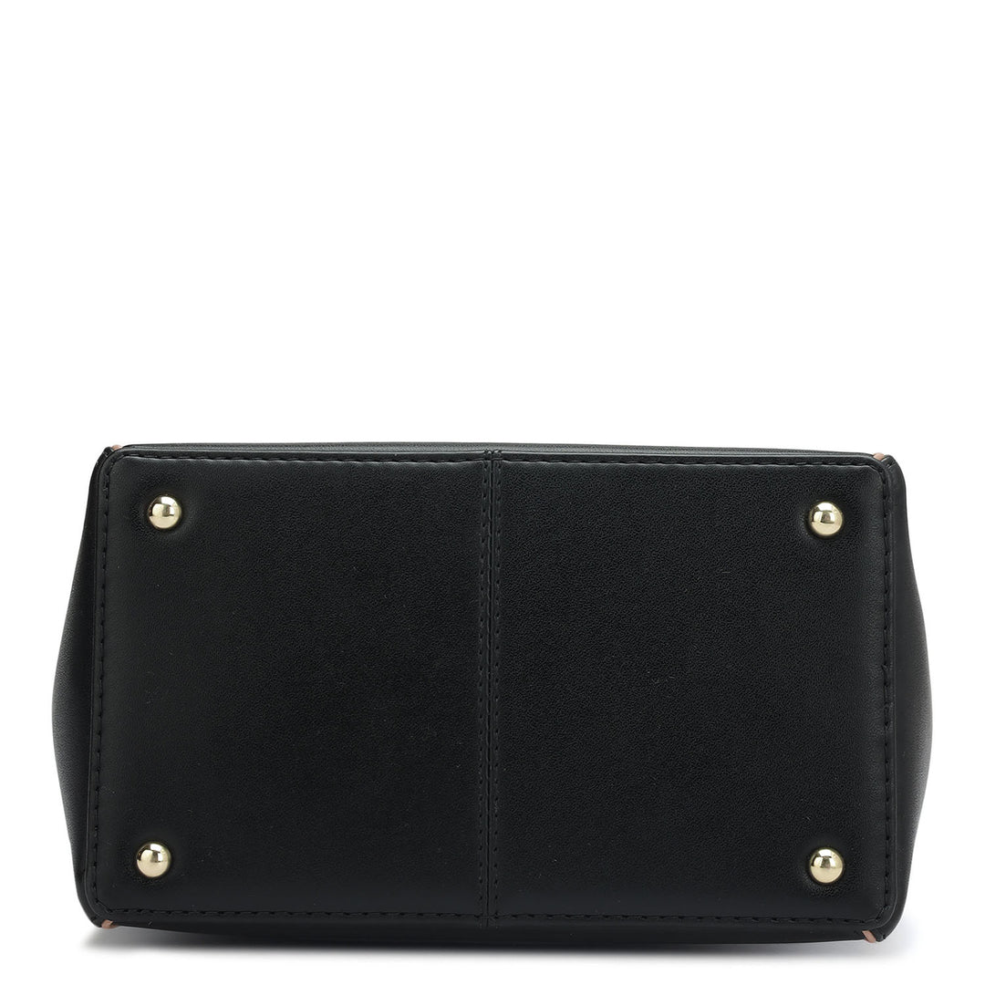 Small Plain Leather Satchel - Black