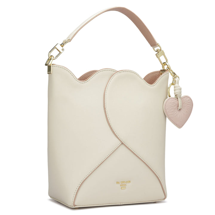 Small Plain Leather Satchel - Off White