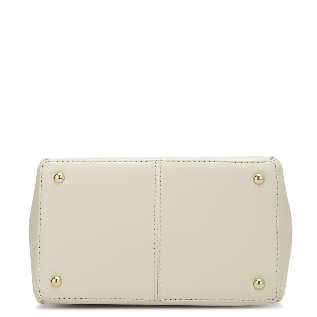 Small Plain Leather Satchel - Off White