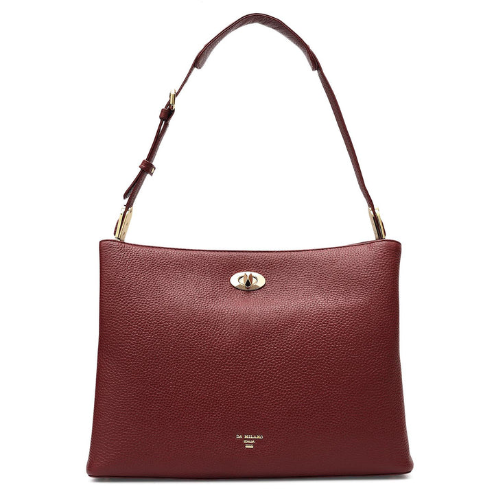 Medium Wax Leather Shoulder Bag - Cherry