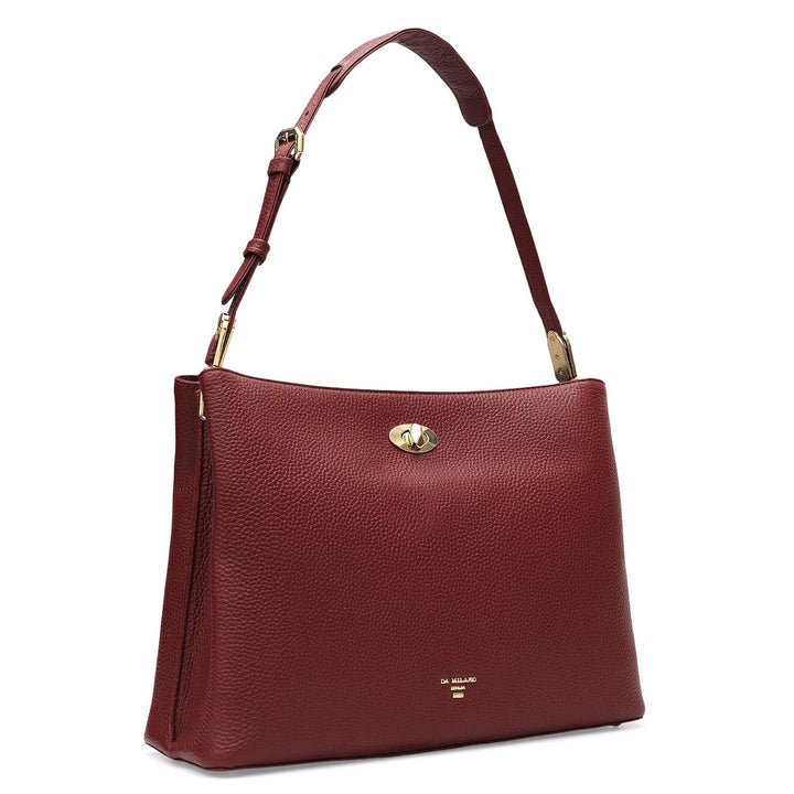 Medium Wax Leather Shoulder Bag - Cherry