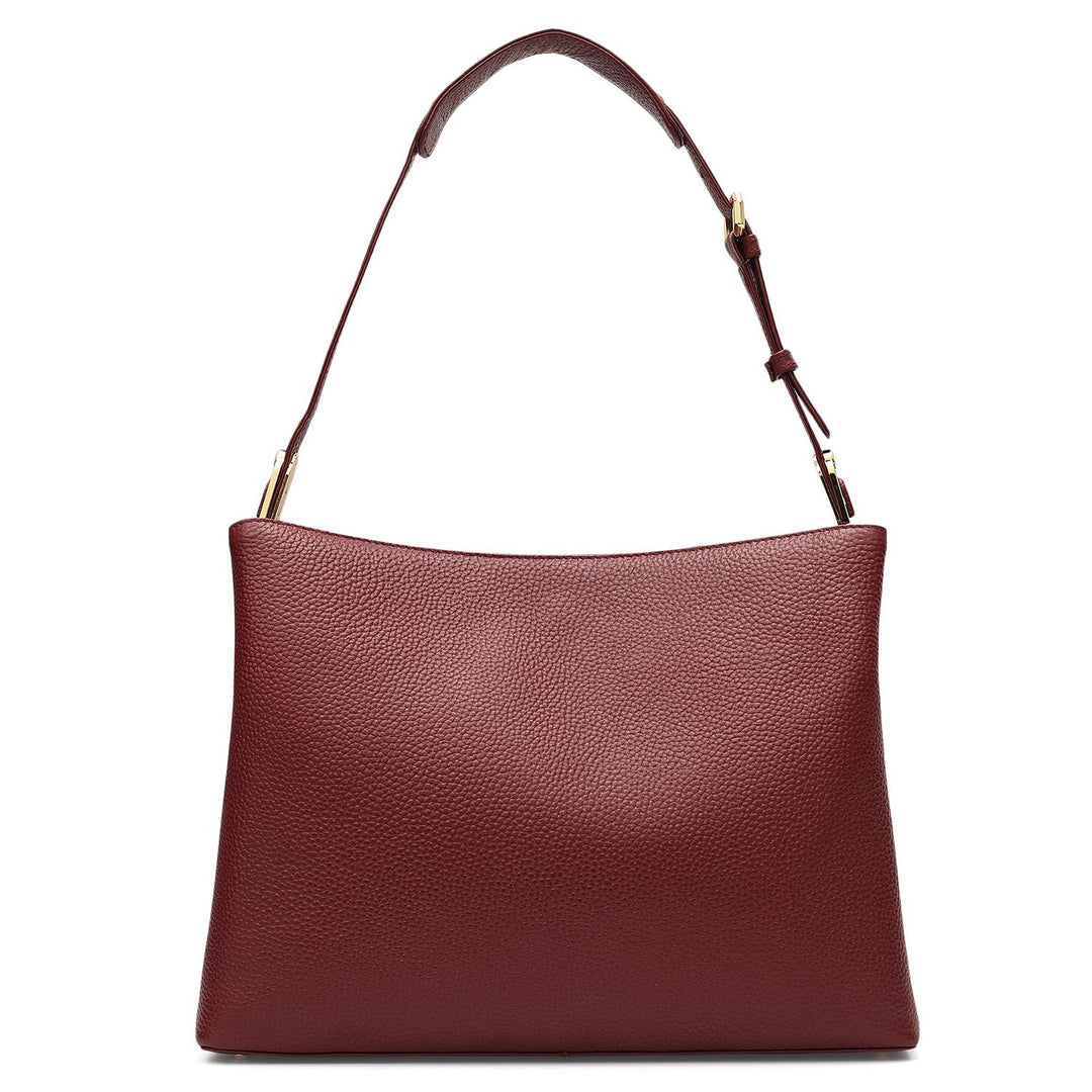 Medium Wax Leather Shoulder Bag - Cherry