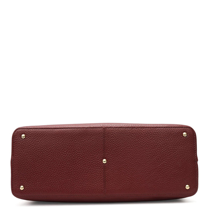 Medium Wax Leather Shoulder Bag - Cherry