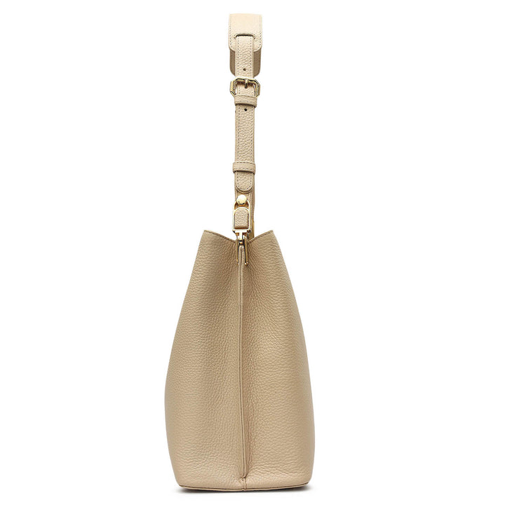 Medium Wax Leather Shoulder Bag - Dove