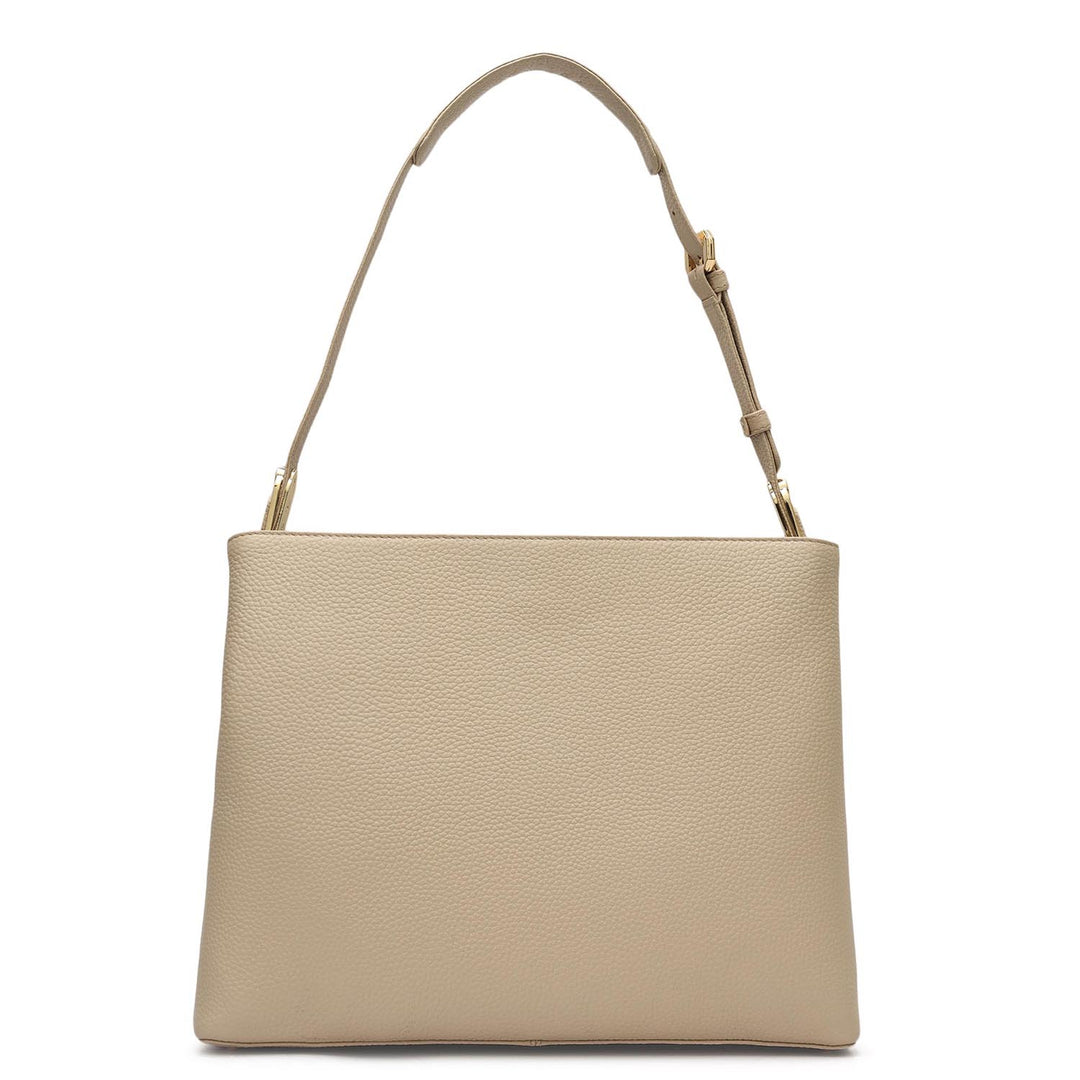 Medium Wax Leather Shoulder Bag - Dove