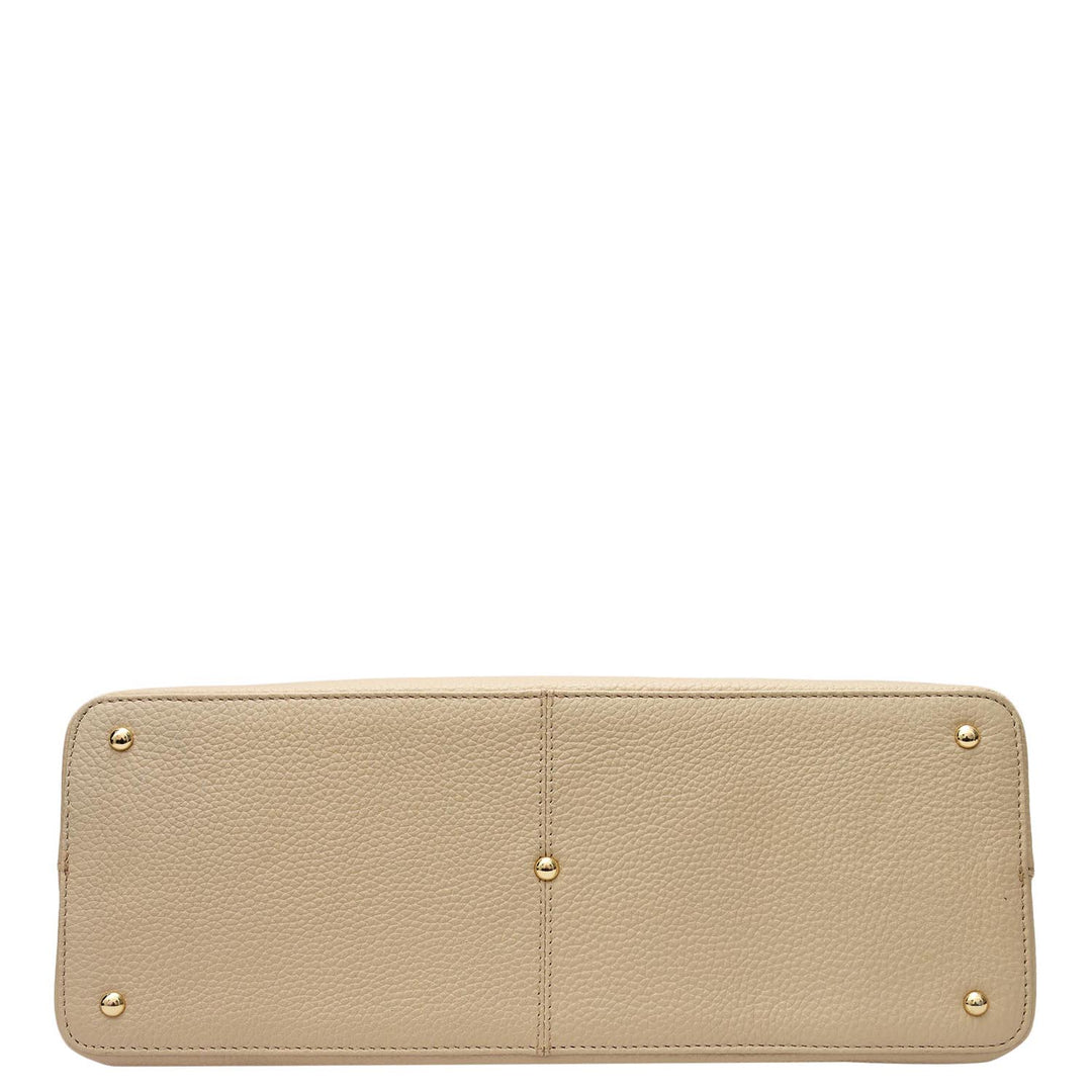 Medium Wax Leather Shoulder Bag - Dove