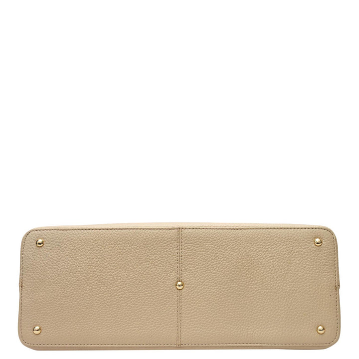 Medium Wax Leather Shoulder Bag - Dove