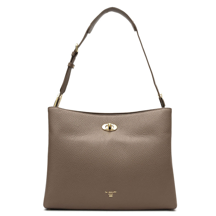 Medium Wax Leather Shoulder Bag - Smoke Grey