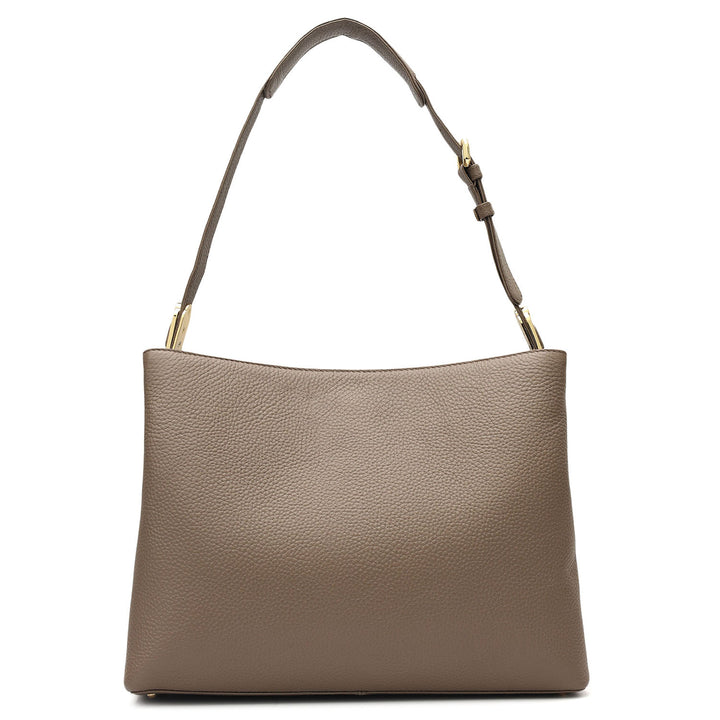 Medium Wax Leather Shoulder Bag - Smoke Grey