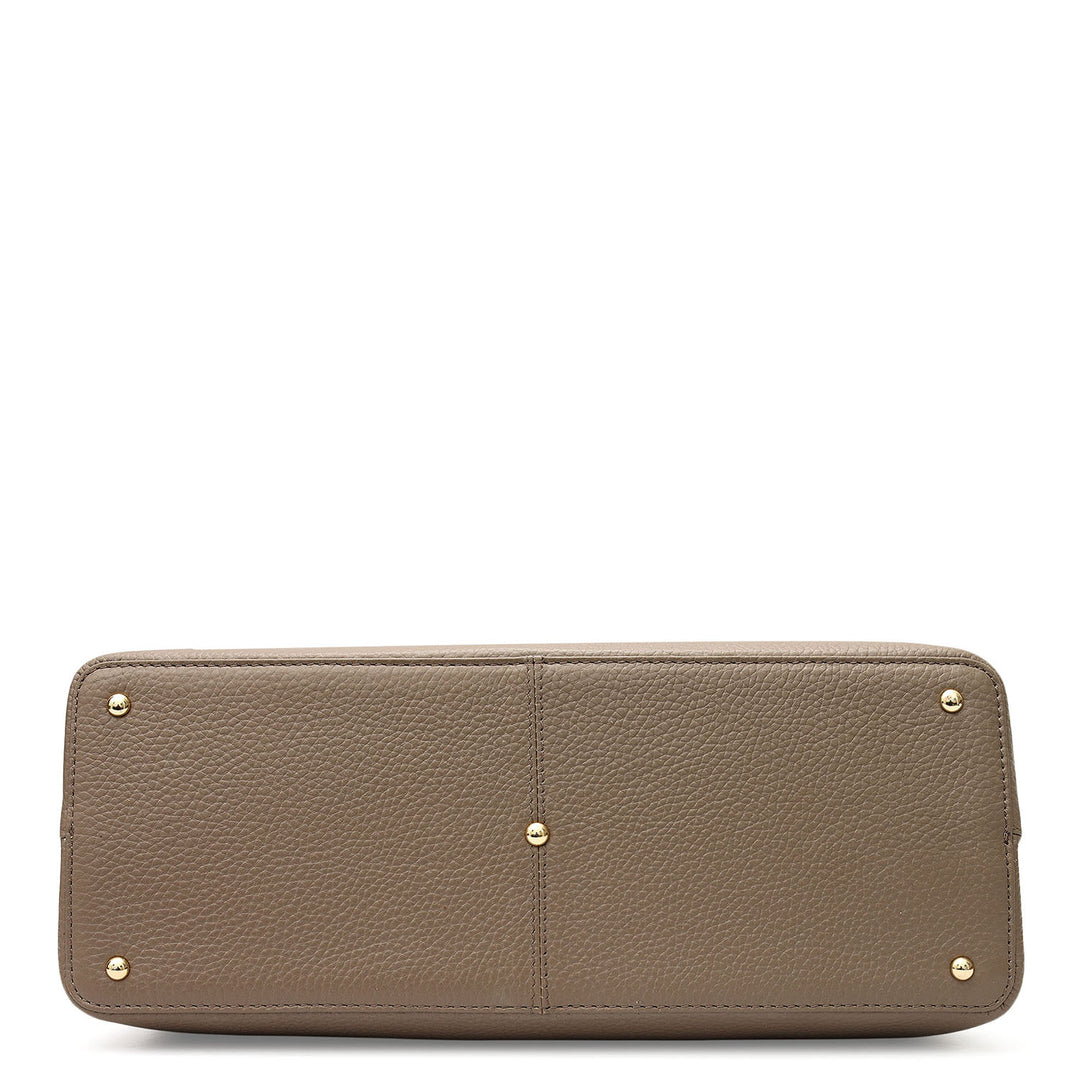 Medium Wax Leather Shoulder Bag - Smoke Grey