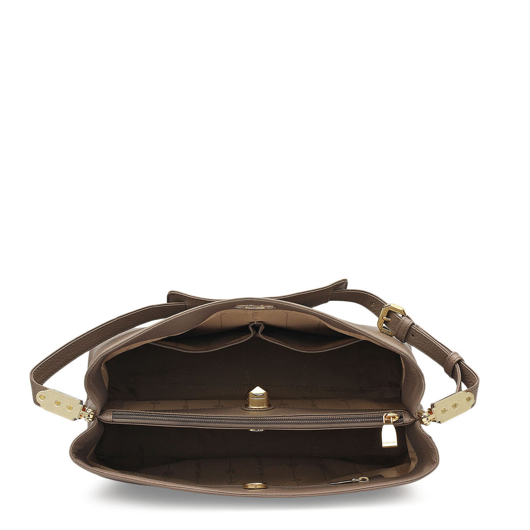 Medium Wax Leather Shoulder Bag - Smoke Grey