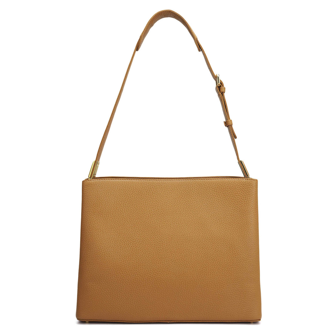 Medium Wax Leather Shoulder Bag - Caramel