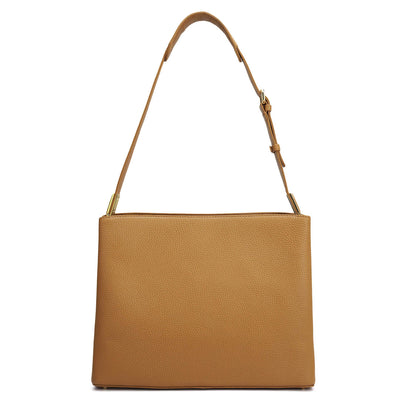Medium Wax Leather Shoulder Bag - Caramel