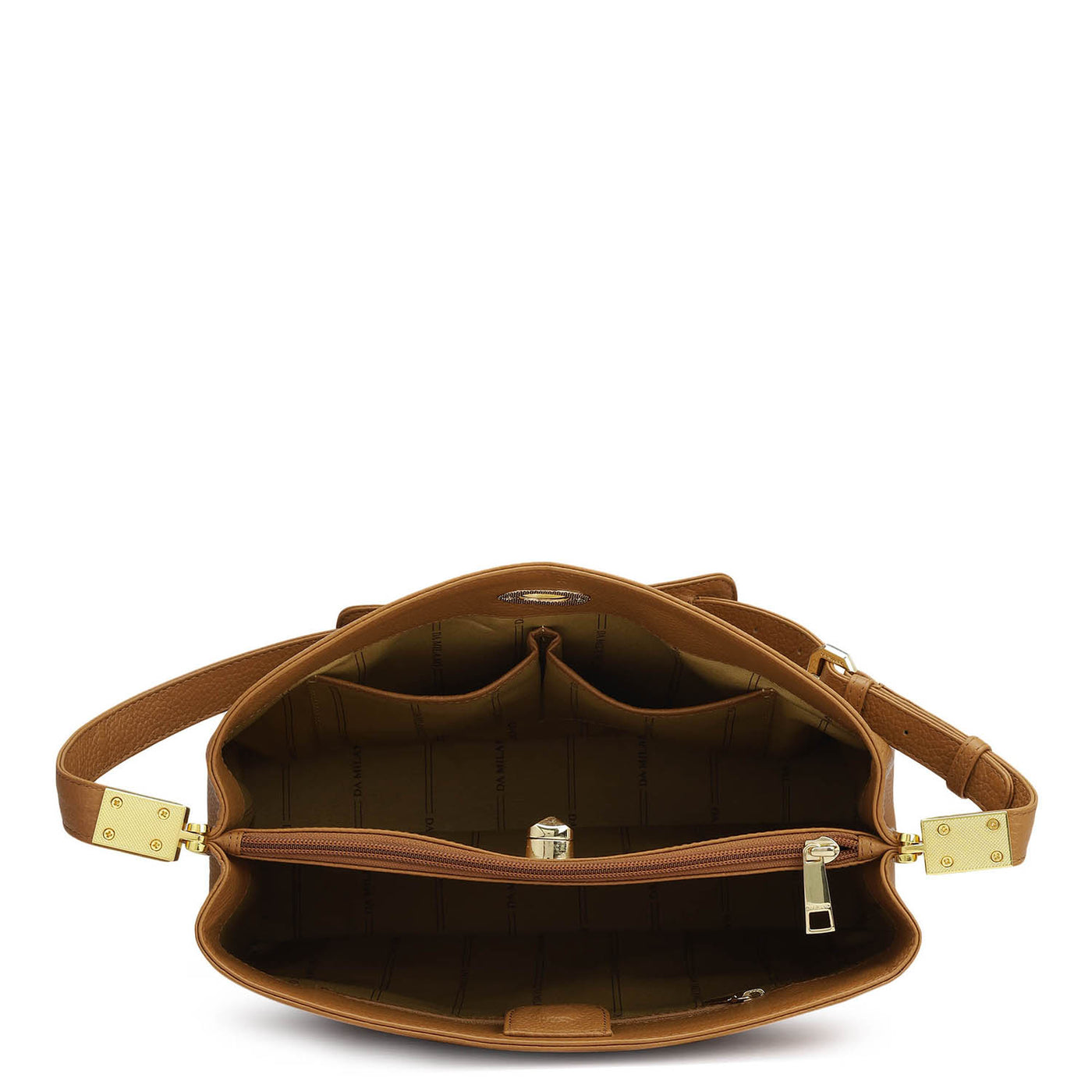 Medium Wax Leather Shoulder Bag - Caramel