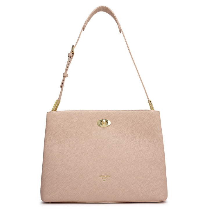 Medium Wax Leather Shoulder Bag - Feather