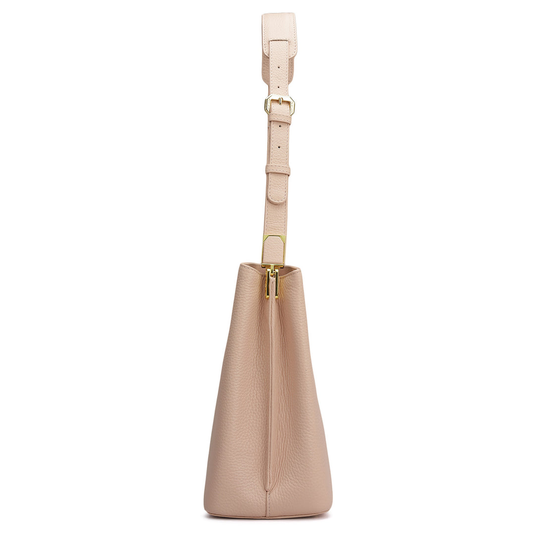 Medium Wax Leather Shoulder Bag - Feather