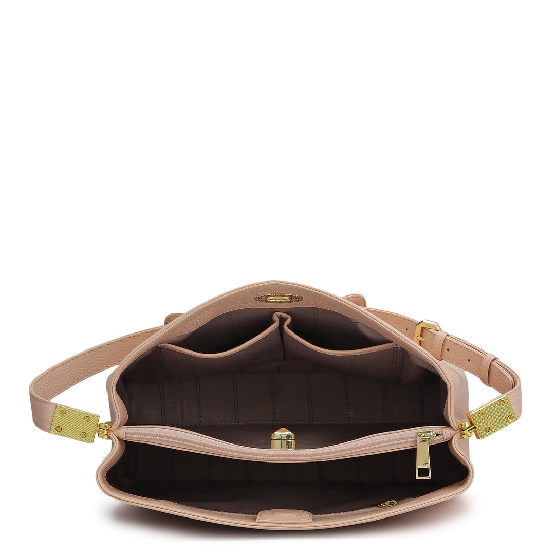 Medium Wax Leather Shoulder Bag - Feather