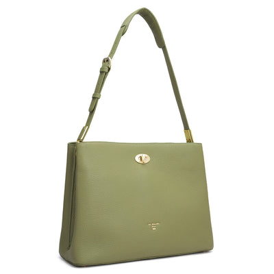 Medium Wax Leather Shoulder Bag - Fern