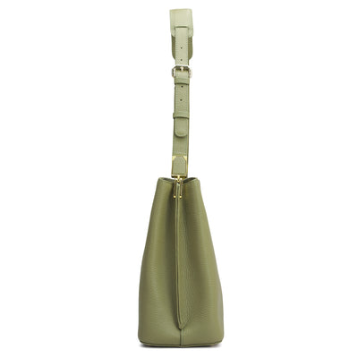 Medium Wax Leather Shoulder Bag - Fern