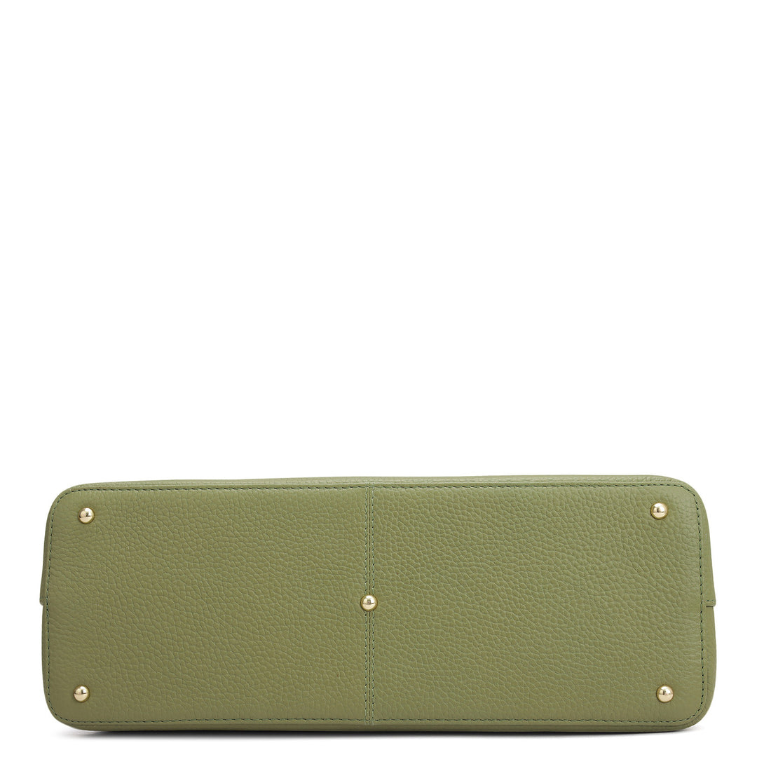 Medium Wax Leather Shoulder Bag - Fern