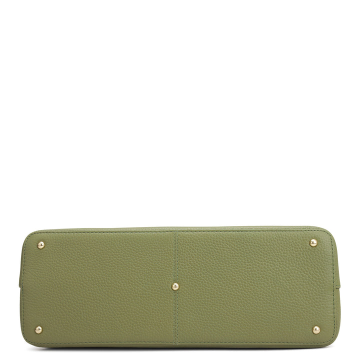 Medium Wax Leather Shoulder Bag - Fern