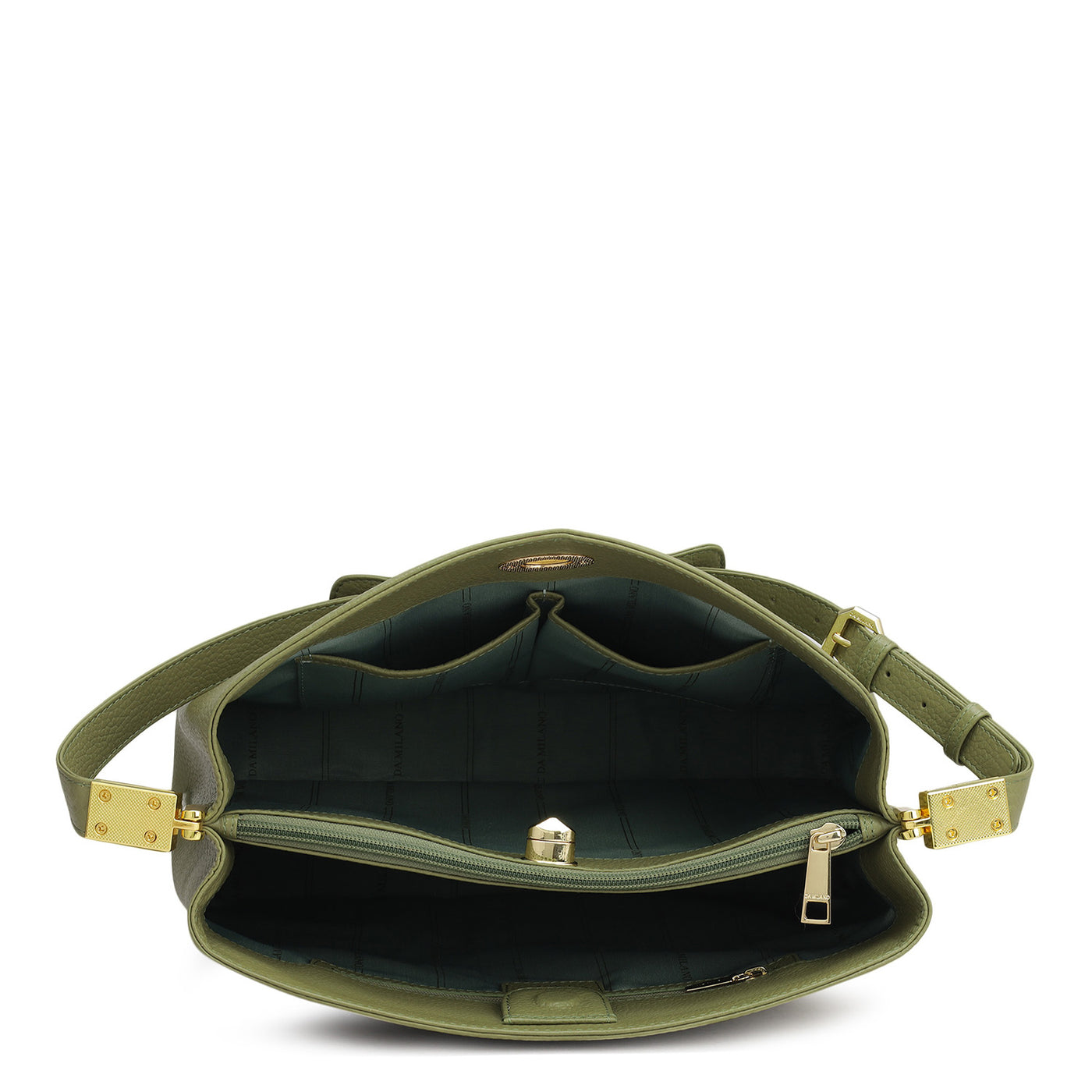Medium Wax Leather Shoulder Bag - Fern