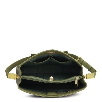 Medium Wax Leather Shoulder Bag - Fern