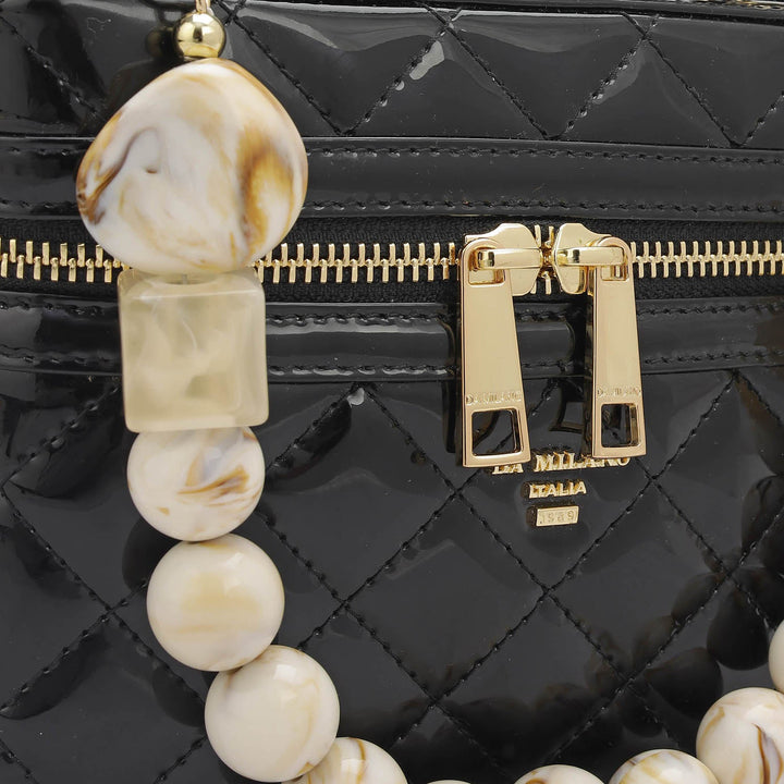 Small Patent Leather Satchel - Black