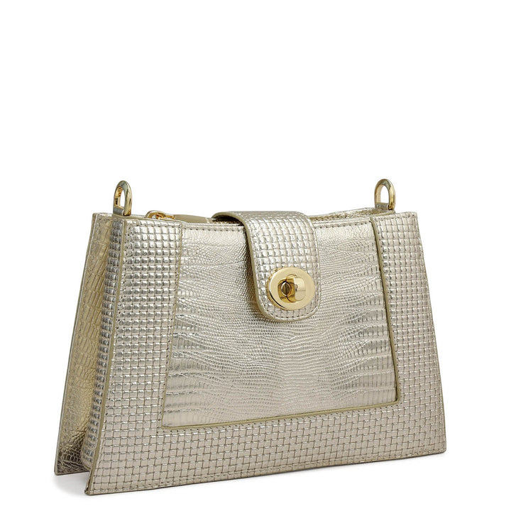 Small Metallic Leather Sling - Gold