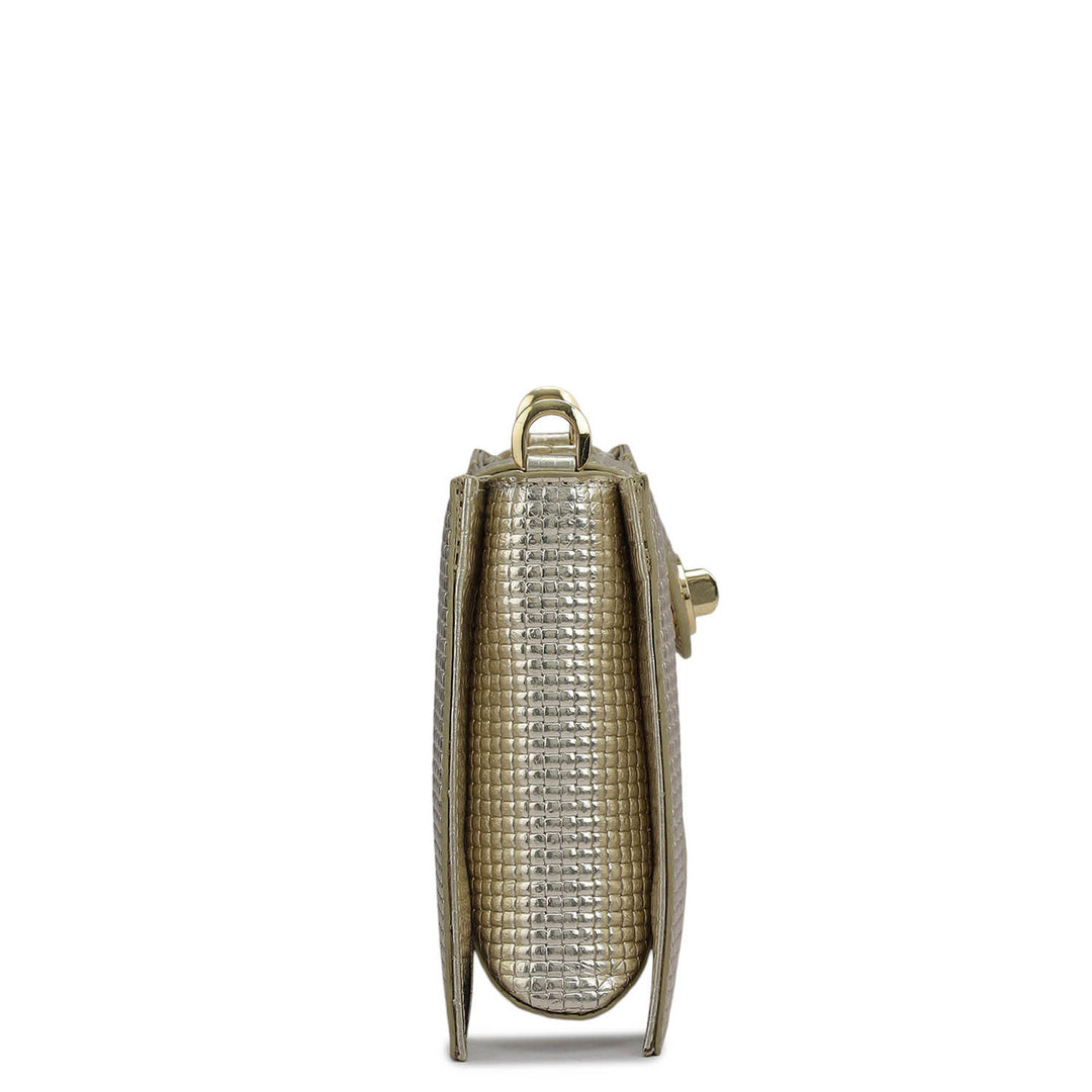 Small Metallic Leather Sling - Gold
