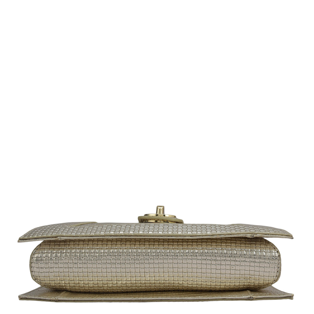 Small Metallic Leather Sling - Gold