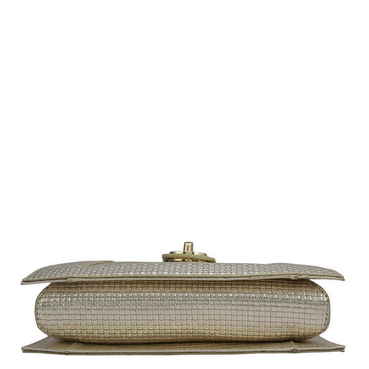 Small Metallic Leather Sling - Gold