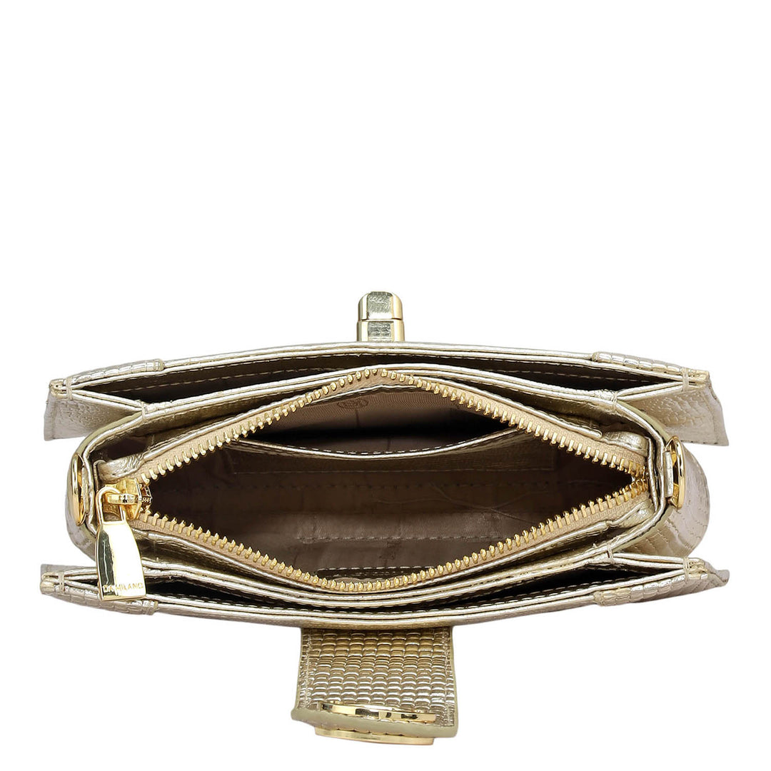 Small Metallic Leather Sling - Gold