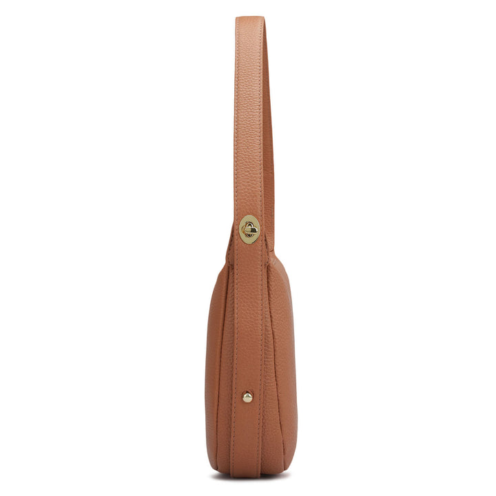 Small Wax Leather Hobo Bag - Terracotta