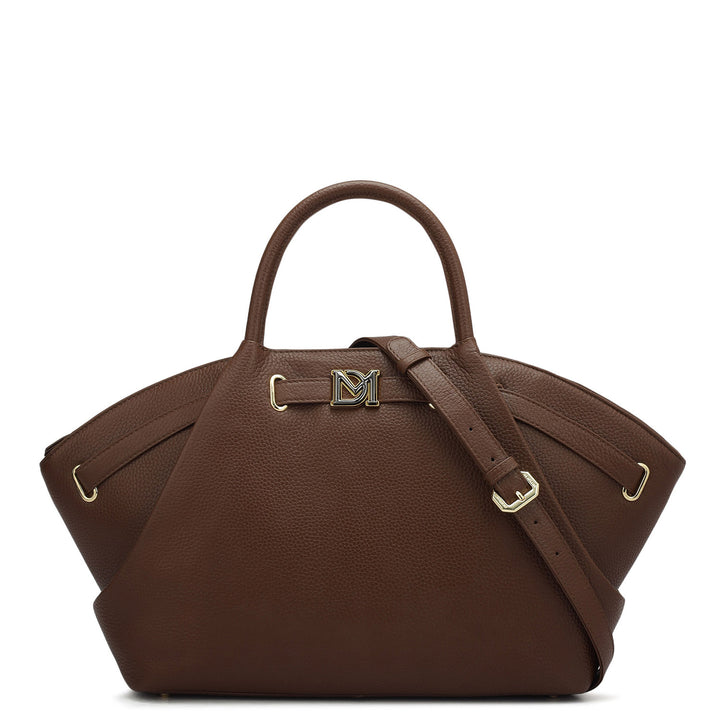 Medium Wax Leather Satchel - Espresso