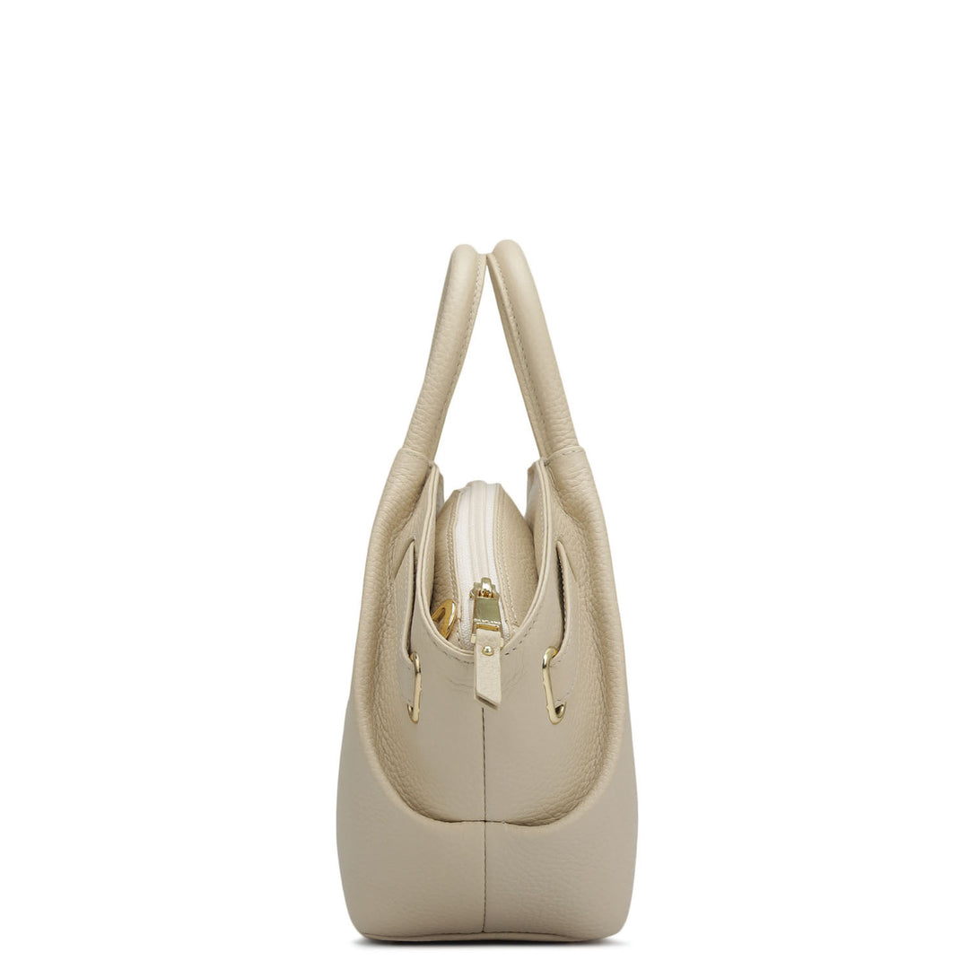 Small Wax Leather Satchel - Dove