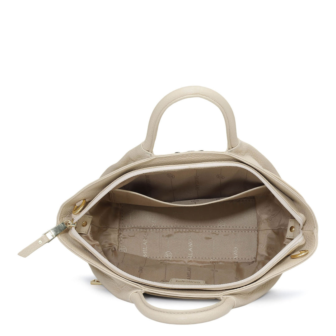 Small Wax Leather Satchel - Dove