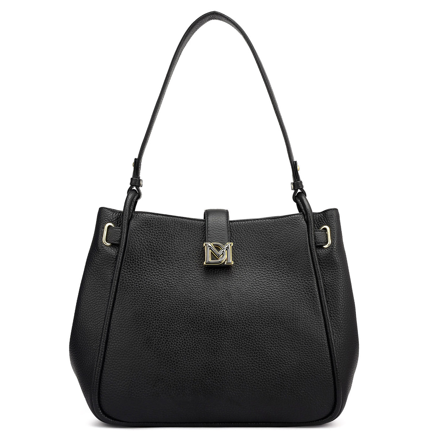 Medium Wax Leather Hobo - Black