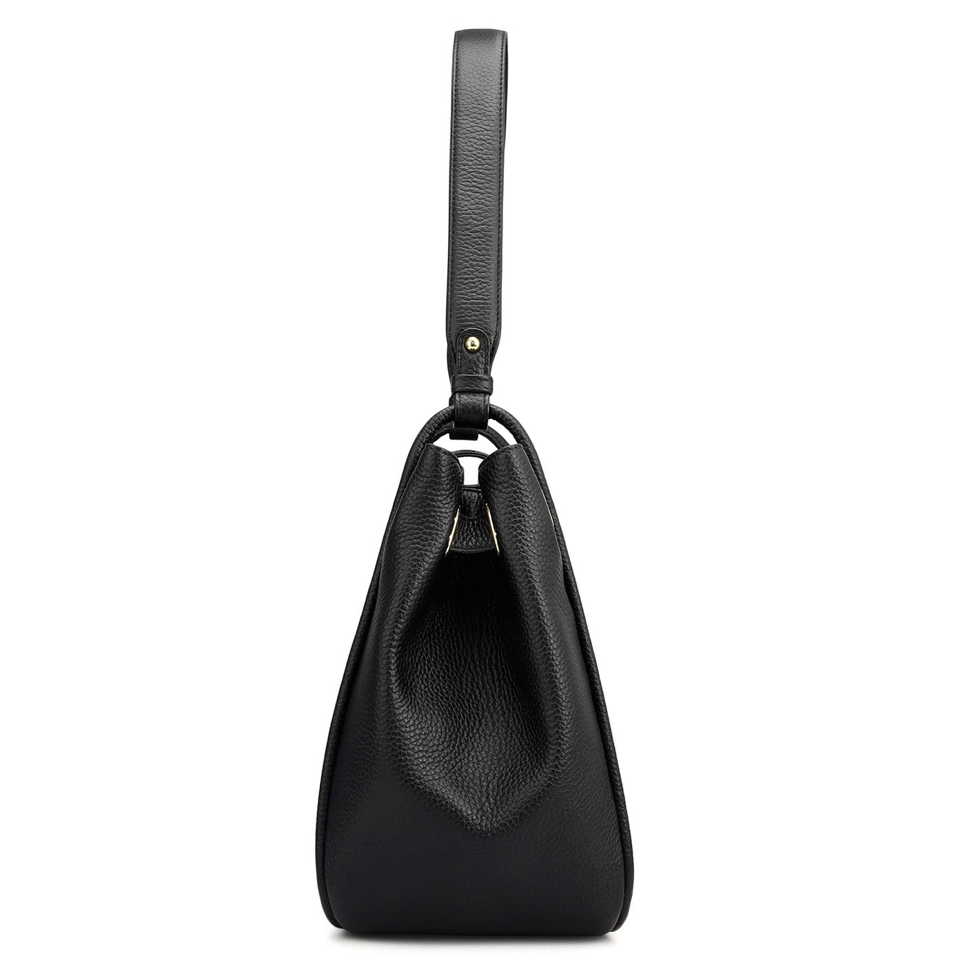 Medium Wax Leather Hobo - Black