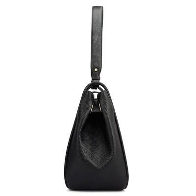 Medium Wax Leather Hobo - Black
