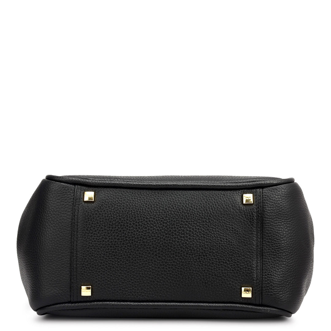 Medium Wax Leather Hobo - Black