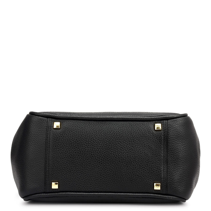 Medium Wax Leather Hobo - Black