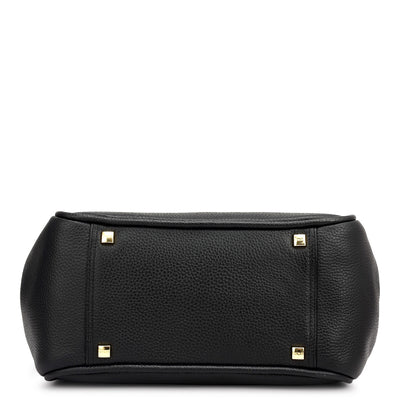 Medium Wax Leather Hobo - Black