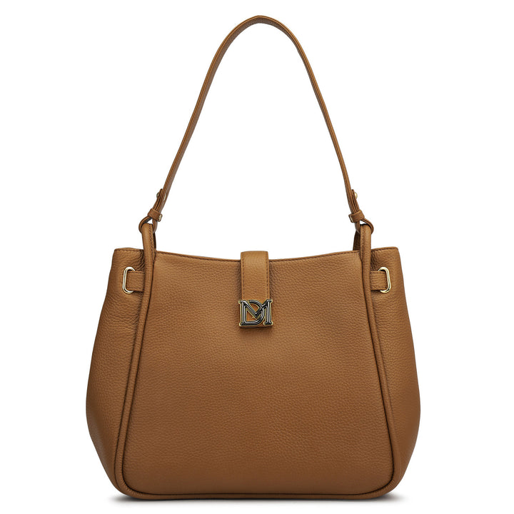 Medium Wax Leather Hobo - Caramel
