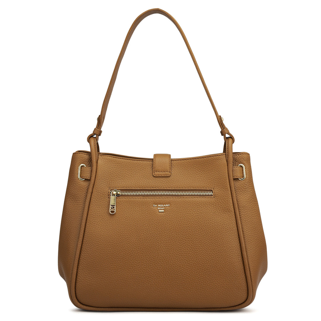 Medium Wax Leather Hobo - Caramel