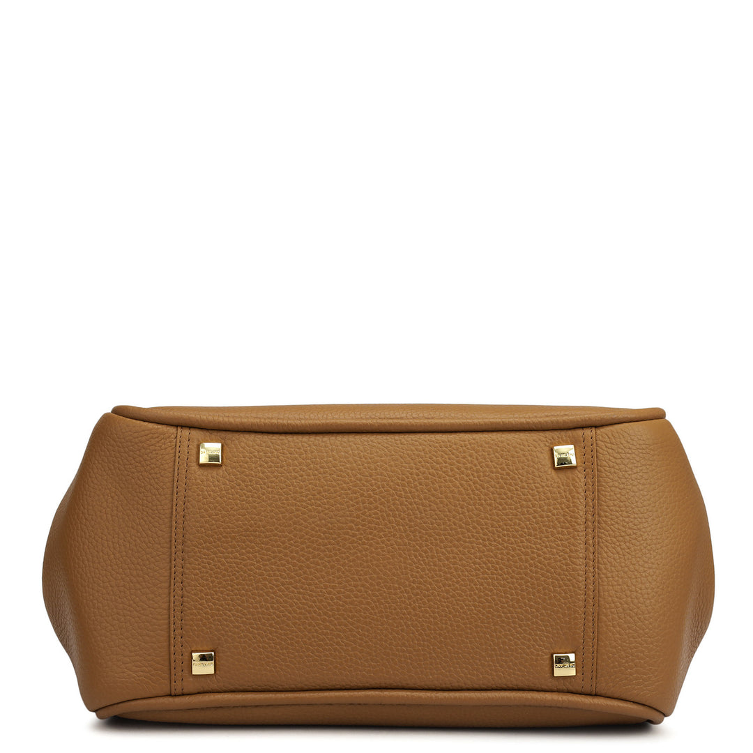 Medium Wax Leather Hobo - Caramel