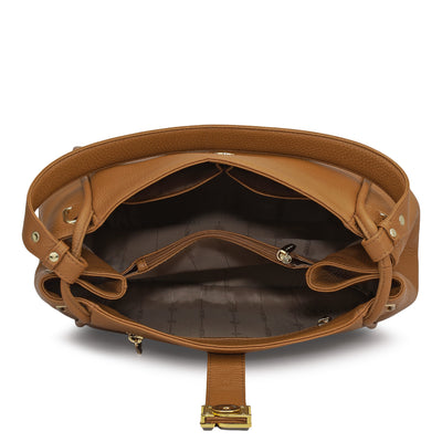 Medium Wax Leather Hobo - Caramel